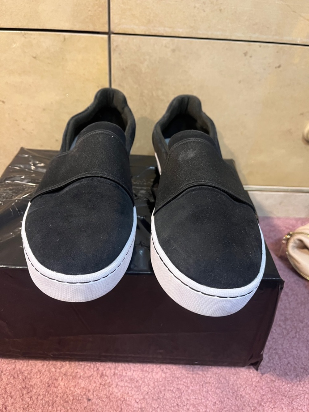 Women's Black Slip-On Casual Sneakers - White Sole